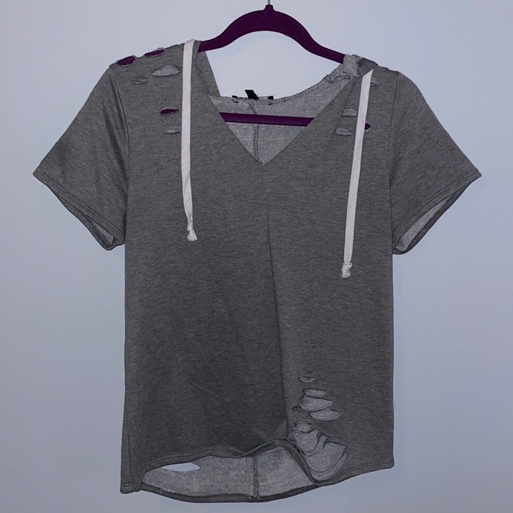 Distressed Grey Top